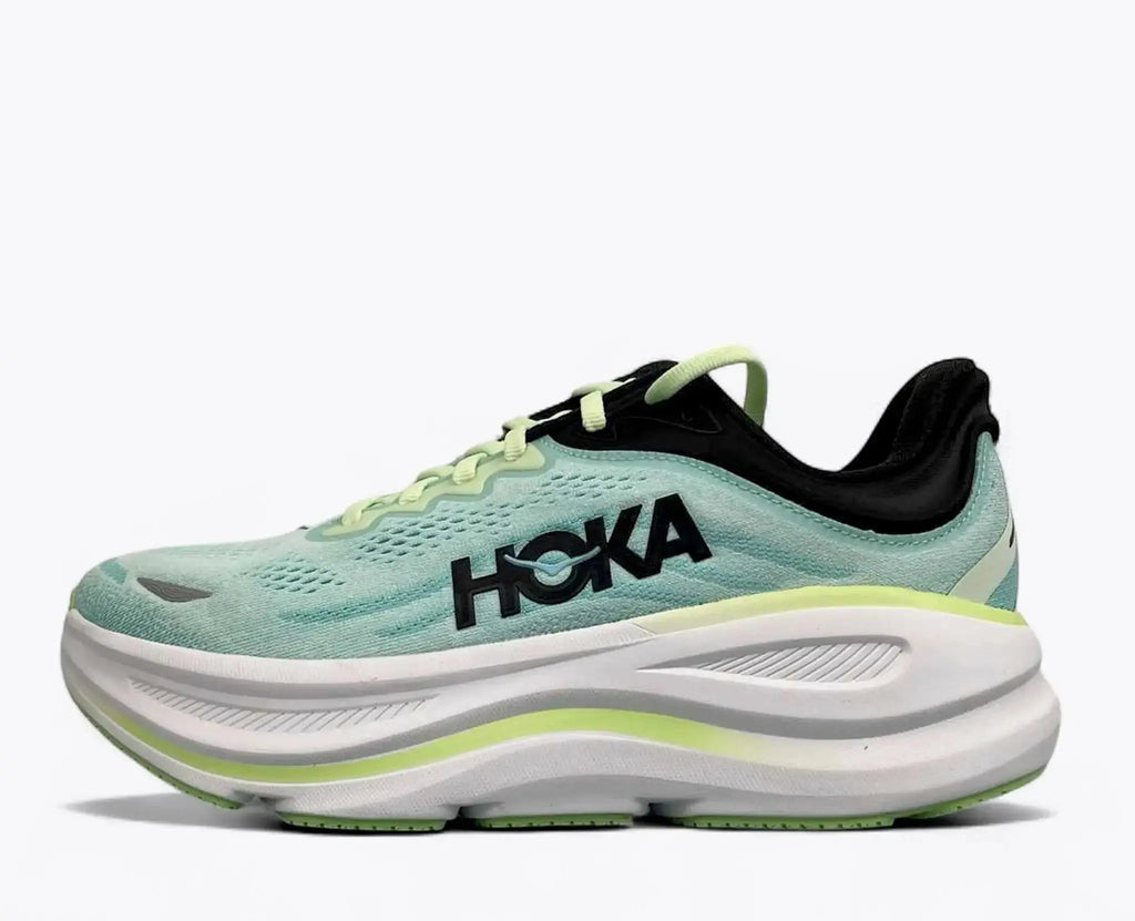 Hoka Bondi 9 Blue Lime Green Black running shoe